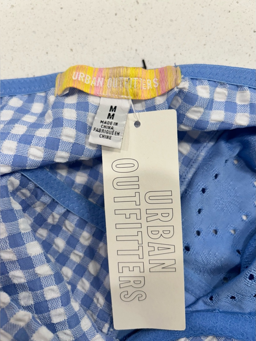 Urban Outfitters periwinkle gingham eyelet mini dress medium - Picture 6 of 8